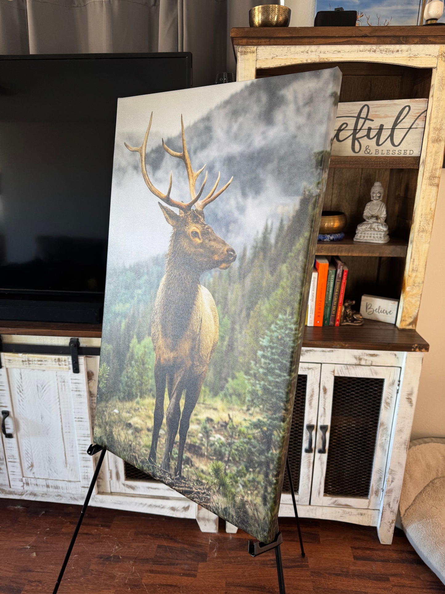 Bull Elk Vertical Photography Canvas Picture