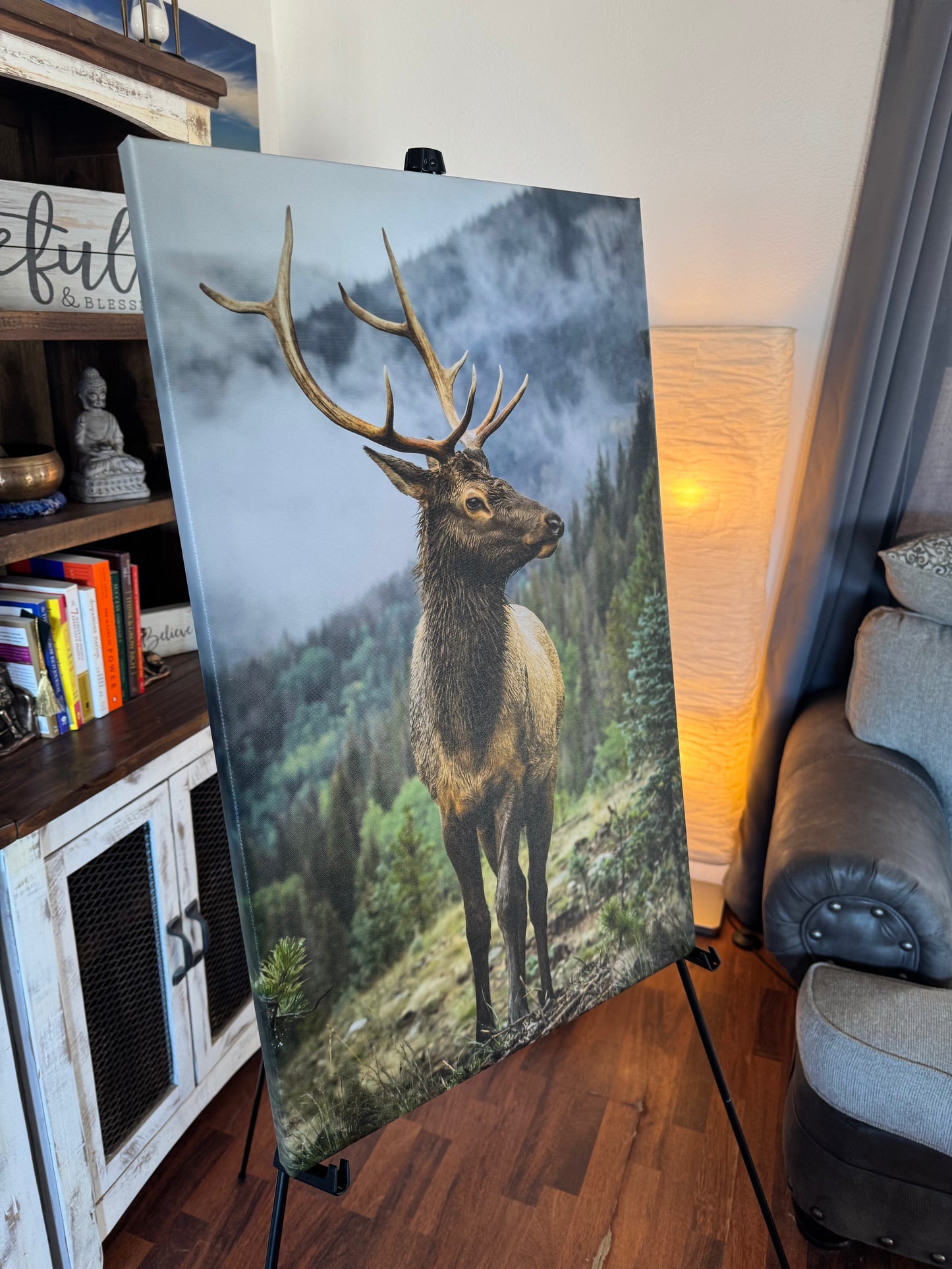 Bull Elk Vertical Photography Canvas Picture